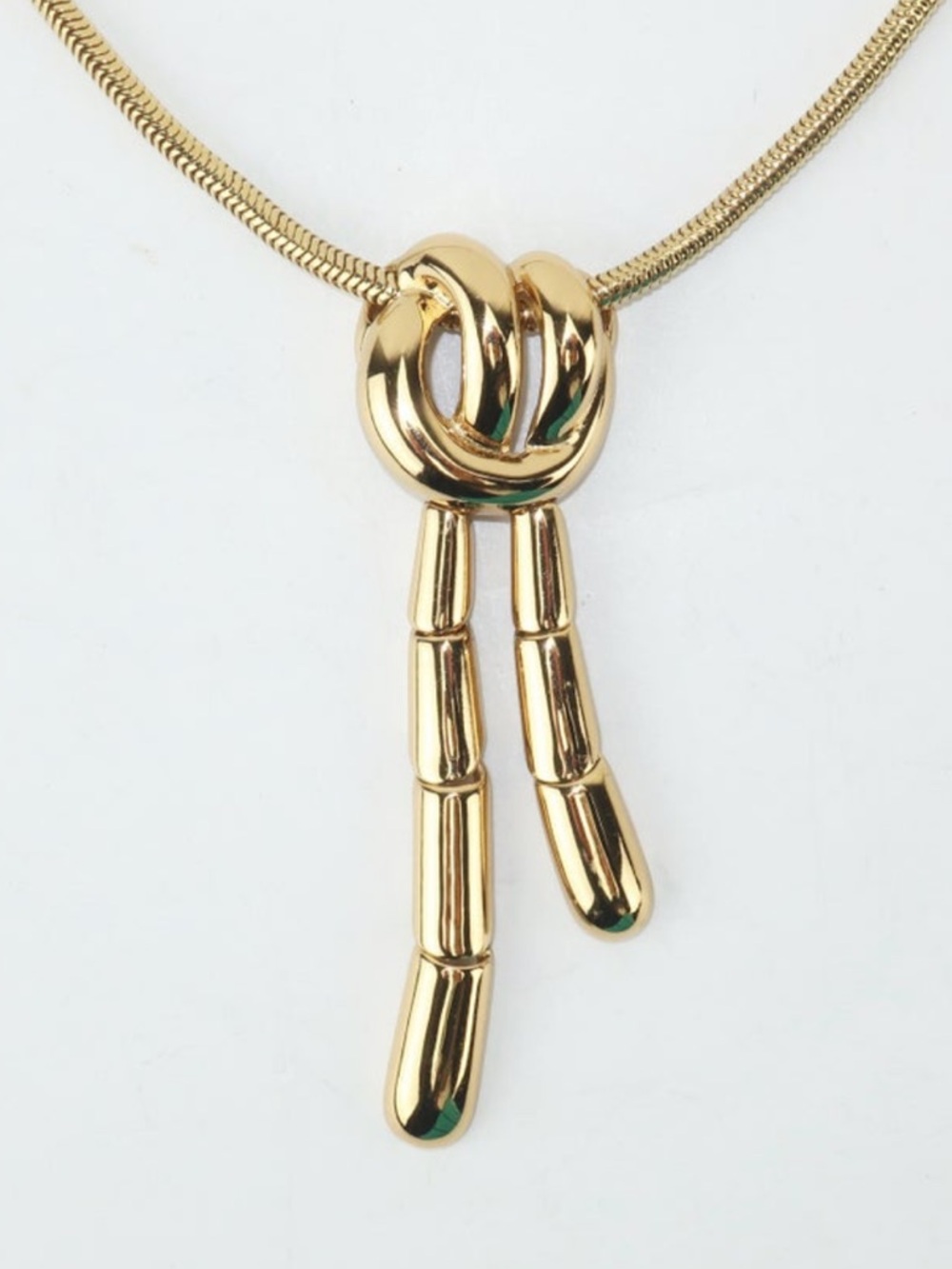 Rare Vintage 50's Monet Gold Tone Snake Chain Articulated Knot Necklace 14”